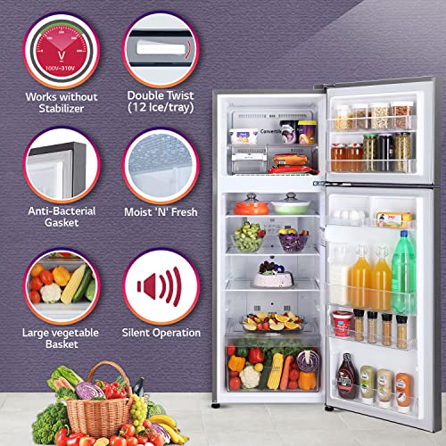 Image of LG 284 L 3 Star Frost-Free Smart Inverter Double Door Refrigerator Appliance (GL-S302RPZX, Shiny Steel, Convertible & Multi Air Flow, 2022 Model)