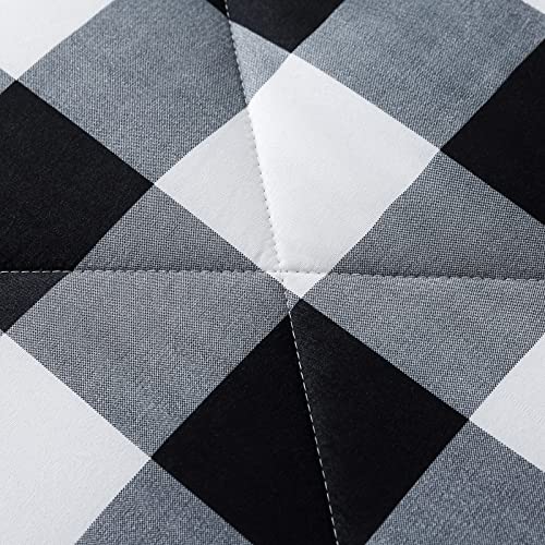 Caressma Black Plaid Comforter Set King, Black White Buffalo Check Plaid Comforter Bedding Set For All Seasons, Classic Gingham Pattern Print Soft Microfiber 3 Pieces Comforter With Pillowcases #TOP4