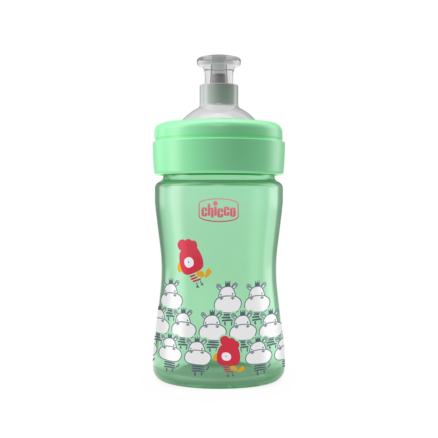 Chicco Tazza Antigoccia PUSH&PULL, Tazza Antigoccia per Bambini, Piccola e Compatta, Con Coperchio in Plastica, Verde, 18 Mesi+