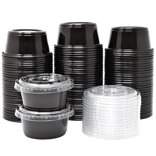 Galashield Small Plastic Containers with Lids Black 3.25 oz, 100 Sets