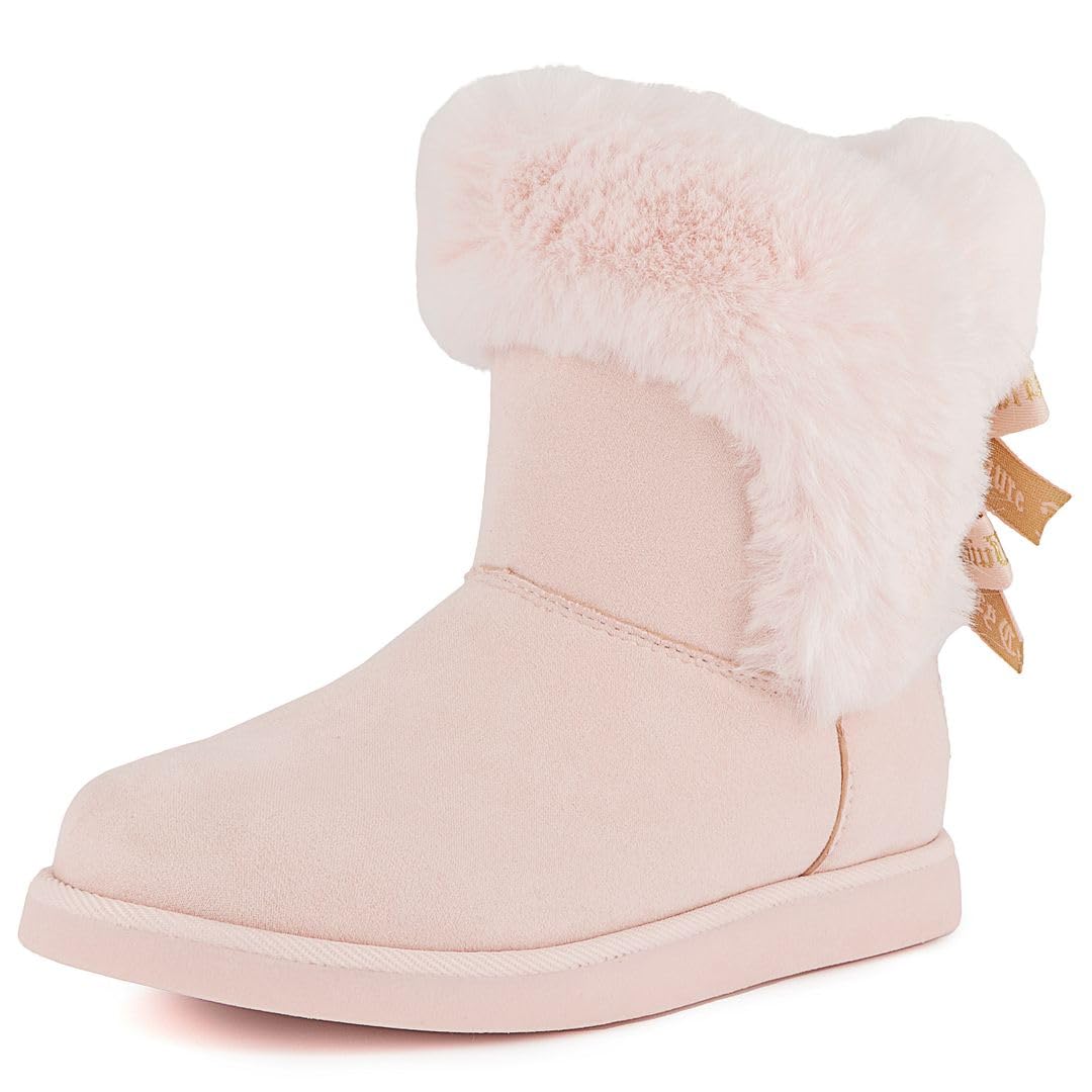 Juicy Couture Women's Slip On Winter Snow Boots Warm & Insulated Fur Lining Comfortable Fashion Booties