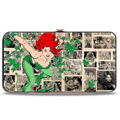 Poison Ivy Pose + Logo/Ivy/Comic Scenes Grays/Greens - Hinged Wallet
