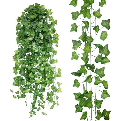Artificial Hanging Plants 12PCS, Pseudoplant Fake Plants, Faux Ivy Vines Hanging Plant Greenery for Office Home Room Wall Shelf Wedding Indoor Outdoor Decoration