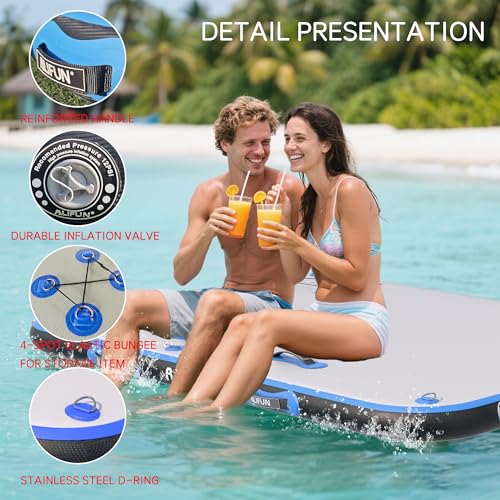 ALIFUN 6ft/8ft Inflatable Floating Dock, 6 Inches Thick Heavy Duty Lake Floats for Adults with Manual Pump, Inflatable Platform Island with Non-Slip Surface for Swimming Pool, River, Beache and Ocean by ALIFUN - Image 4