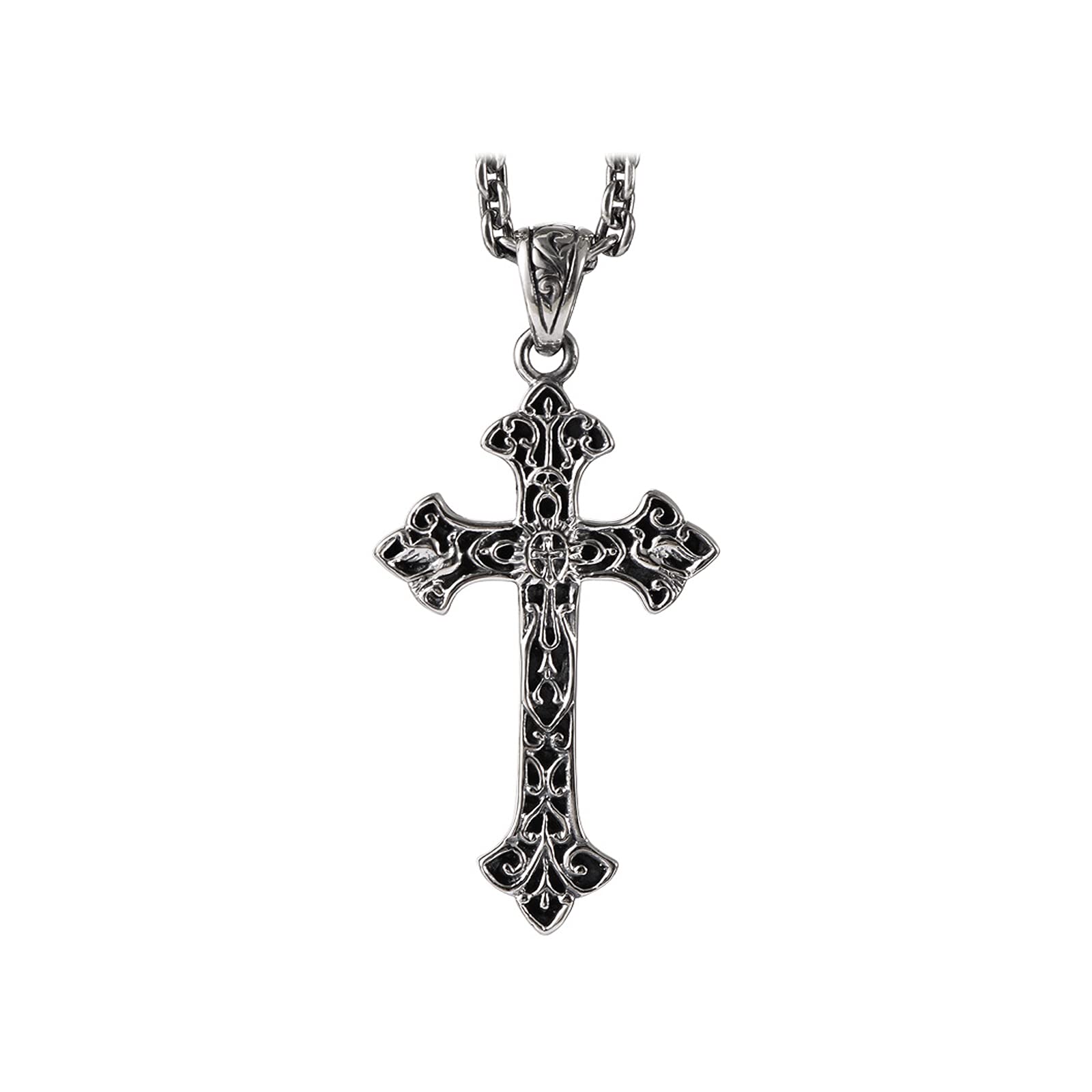 MINGDIAN 925 joyería de Plata esterlina Plata Vintage jesús Antiguo patrón de ratán Cruz Colgante de Moda para Hombre