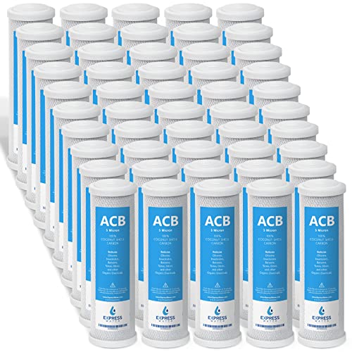 Express Water – 50 Pack Activated Carbon Block Acb Water Filter Replacement – 5 Micron, 10 Inch Filt #TOP6