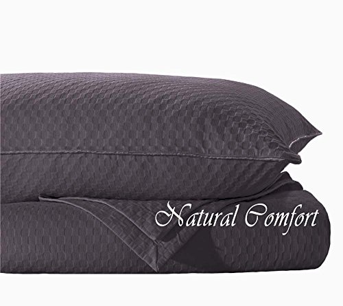 Natural Comfort Matelassé Blanket Coverlet, King, Retro Polka Dot/Purple Gray