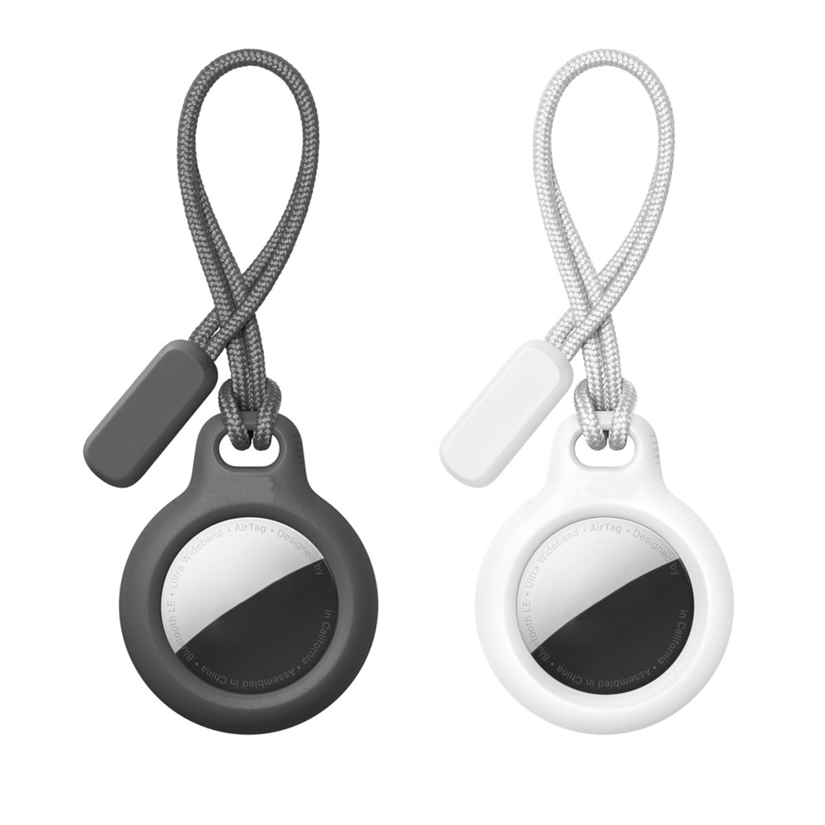 ZORBES 2Pcs Silicone AirTag Holder with Nylon Strap Waterproof Silicone AirTag Holder for Keychain, Pets, Items, Bag, Backpack, Luggage, No AirTag, Black+White-image-34