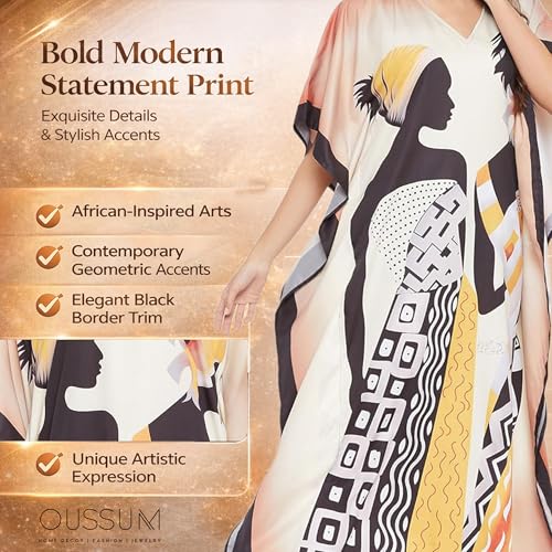 Image of Oussum Women Polyester Casual Long Plus Size Beach Caftan Cover Up Maxi Dress 1X-3X Summer Kaftan Dresses for Women