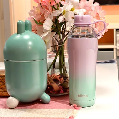 Image of Insulated Water Bottle for Women, 18 oz Stainless Steel Water Bottles, Double Walled, 2 Lids (Chug & Tumbler) - Hydrate & Caffeinate, Available Gift Wrapping