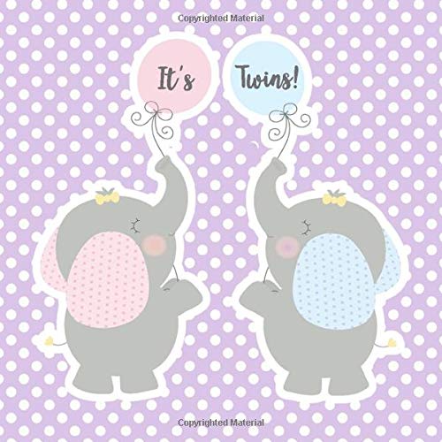 It's Twins!: Boy Girl Twins Baby Shower Guest Book with Male and Female Baby Elephants Holding Pink and Blue Balloons - Elephant Theme Twins Baby ... Lines and Gift Log (112 Pages 8.25 x 8.25)