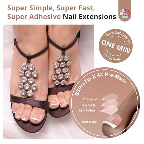 SAVILAND Gel Toe Nail Kit: 18 Sizes Nude Press-On Toenails for Women with Drill, 216 Nude Toe Nail Press Ons, U V Lamp and Nail Glue Gels, Gel Nail X Kit Tools for Manicure Gift