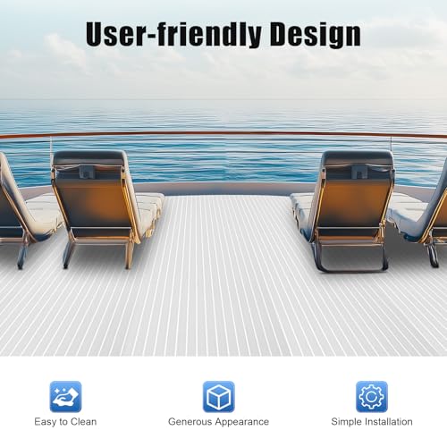Suelo de espuma EVA autoadhesivo gris de 240x90 cm con diseño de teca para barcos 6