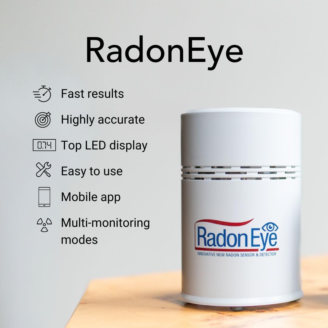 Ecosense RD200 RadonEye, Home Digital Radon Detector: Fast and Accurate Detection of Fluctuating Radon Levels, Short and Long Term Continuous Monitoring with Trend Charts