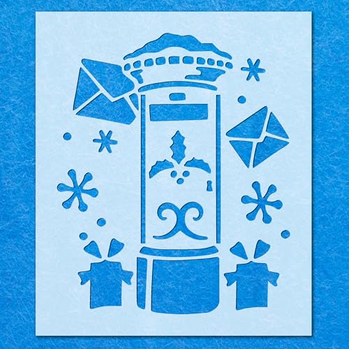Christmas Postbox Cards Stencil: Mylar Airbrush Wall Art Painting Crafts | DIY-A4 Stencil - Design Size (205 x 170 mm)