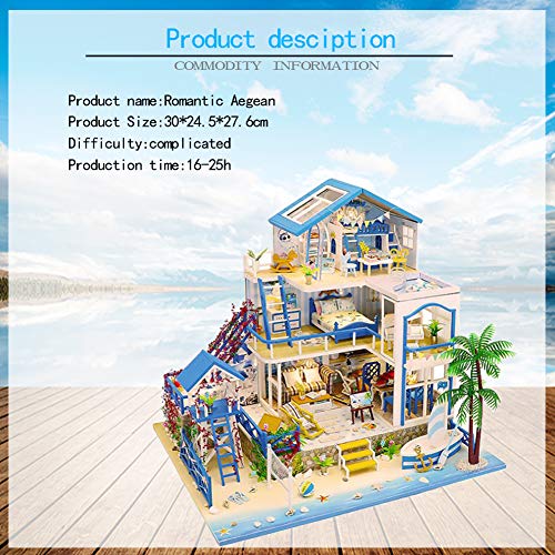 HEYANG DIY Puppenhaus Mini Kit mit Möbeln, 3D Holz Mini Haus mit LED-Licht Mini Puppenhaus Kit – Bild 7