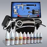 Il set Aerografo perfetto ad un PREZZO ECCEZIONALE: MINI compressore per aerografo CARRY II nero PLUS + penna aerografo + colori per nail art ! Tutto incluso!