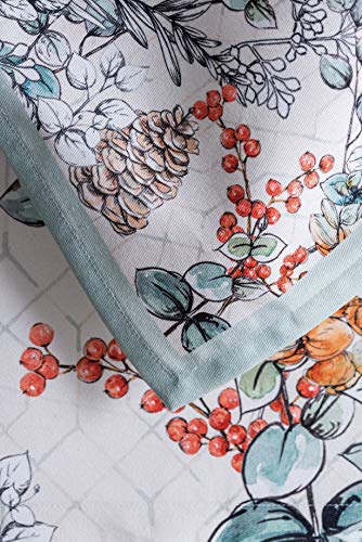 Maison D' Hermine Napkins 100% Cotton Set Of 4 Decorative Napkin Washable Cloth Napkins For Gifts, Home, Wedding, Party & Camping, Whitish Shabby Chique - Thanksgiving/Christmas (20”X20”) #TOP3