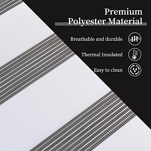 SEEYE Cordless Zebra Roller Blinds for Window, W18''xH72''Light Filtering Horizontal Blinds and Shades Dual Layer Zebra Shade Light Control, Day and Night Window Drapes Customize((W45.7*H183cm), White by SEEYE - Image 2