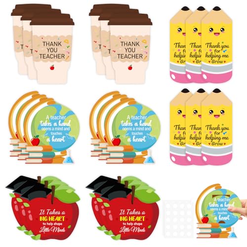 Hedeey 24pcs Teacher Gifts Card Holder Teacher Appreciation Gifts Cards Coffee Card Holder (Shape)