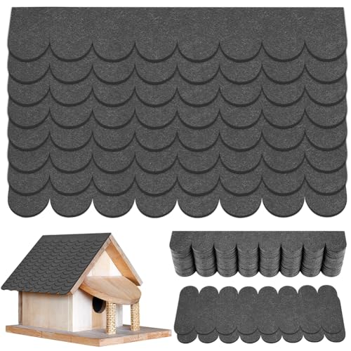 AUAUY 32 Piezas Tejas Bituminosas Autoadhesivas, Tejas De Fieltro Impermeables, Para Casas De Pájaros, Perros, Casetas de Jardín, Techos De Buzones, Hotel De Insectos(Gris,30×5 CM/30×11 CM)