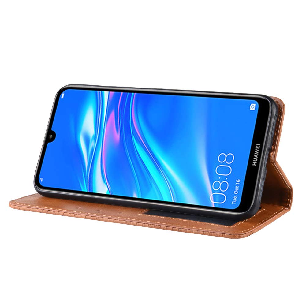 Jielangxin Cover Per Huawei Y7 2019 (Dub-LX3, DUB-L23) – Custodia In Pelle Con Porta Carte E Supporto, Blu