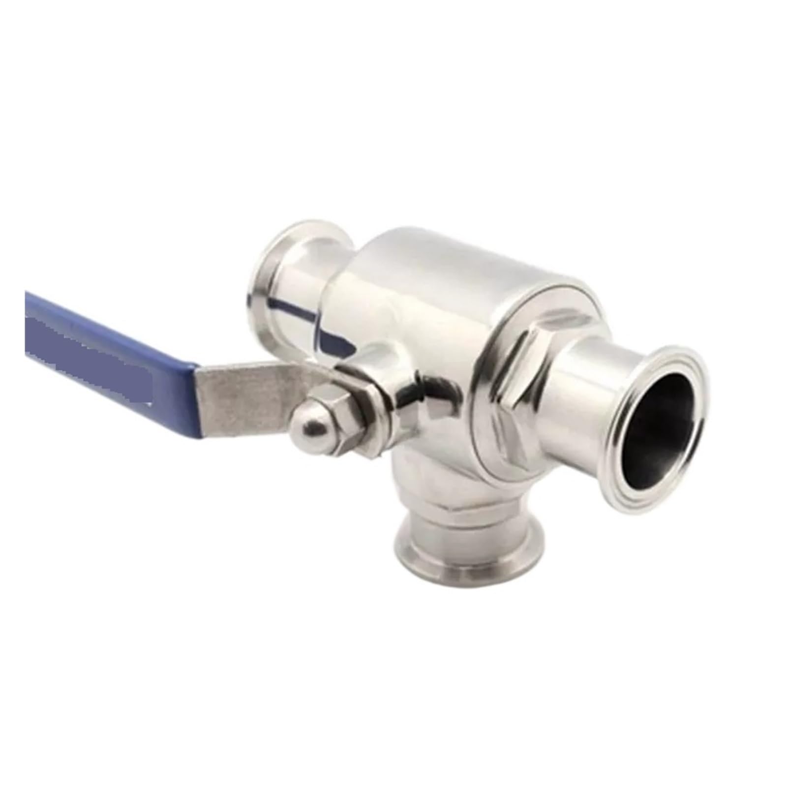 Válvula de bola con puerto en T, válvula de bola sanitaria de 3 vías de acero inoxidable 304 de 2 ", 51mm, virola O/D de 1,5" y 64mm for productos diarios caseros Piezas de válvulas de apertura y cier
