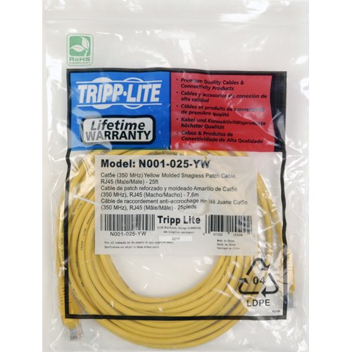 Cable Tripp Lite Patch Cat5e 7 pies RJ45 M/M amarillo miniatura 2