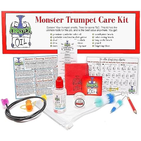 Monster Trumpet Cleaning Kit | USA-Based and Veteran-Owned! | Valve Oil, Slide Grease, and More to Take Care of and Clean Your Trumpet and Cornet! Cover