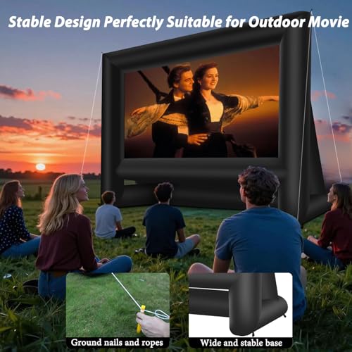 AZXRHWYGS 20 Feet Inflatable Movie Screen Outdoor Theater Blow Up Projection Screen with Carry Bag Blower for Front and Rear Projection Home Theater Backyard Pool Fun