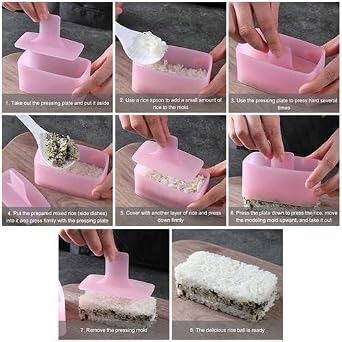 spam musubi maker,spam rice ball mold,non-stick non-toxic sushi making kit,hawaiian spam musubi,home authentic sushi making,rice ball making tool,easy to extrude,practical home DIY tool,kitchenware