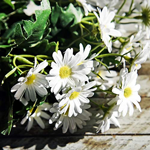 FiveSeasonStuff Daisy Silk Flowers, Outdoor Indoor Artificial Flowers Arrangement & Wedding Bouquet (2 Flower Bundles, Simply White)