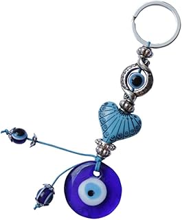 Blue Evil Eye Keychain Evil Eye Keychain Turkish Eye Key Holder Fatima Heart Keyring Good Luck Blessing Sign Ornament Backpack Charm for Women and Purse Keychain Charm Men Blue Eye Keychain