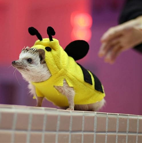 Miniatura 6 de HAICHEN TEC Ropa de erizo, disfraz de abeja, ropa de animal pequeño, material de forro polar, sudadera con capucha de erizo hecha a mano, accesorios