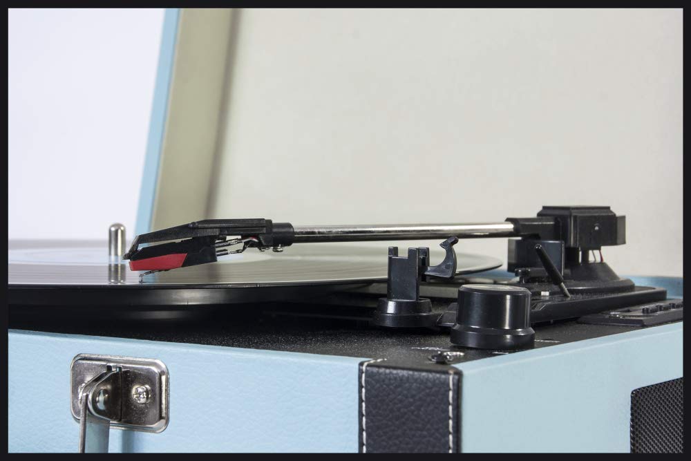 MADISON - Mallette Tourne-disques MAD-RETROCASE-BLU Bluetooth USB SD Fonction d'enregistrement - Bleue