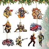 20 Stück Feuerwehr Weihnachtsbaumschmuck,Feuerwehrmann Weihnachten Deko,Acryl Ornamente,Feuerwehrmann Hängende Ornamente,Weihnachtsdeko Feiertagsdekoration für Wandfenster,Baum Zubehör