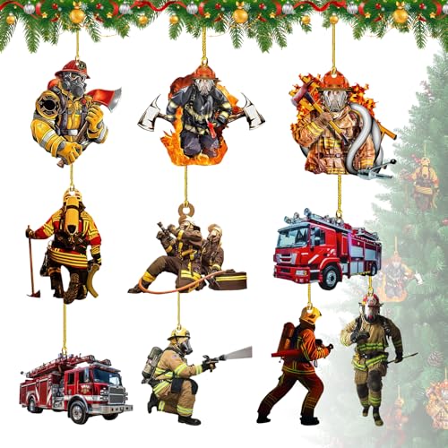 20 Stück Feuerwehr Weihnachtsbaumschmuck,Feuerwehrmann Weihnachten...