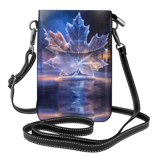 Petit sac bandoulière cuir pour téléphone portable motif sculptures de glace
