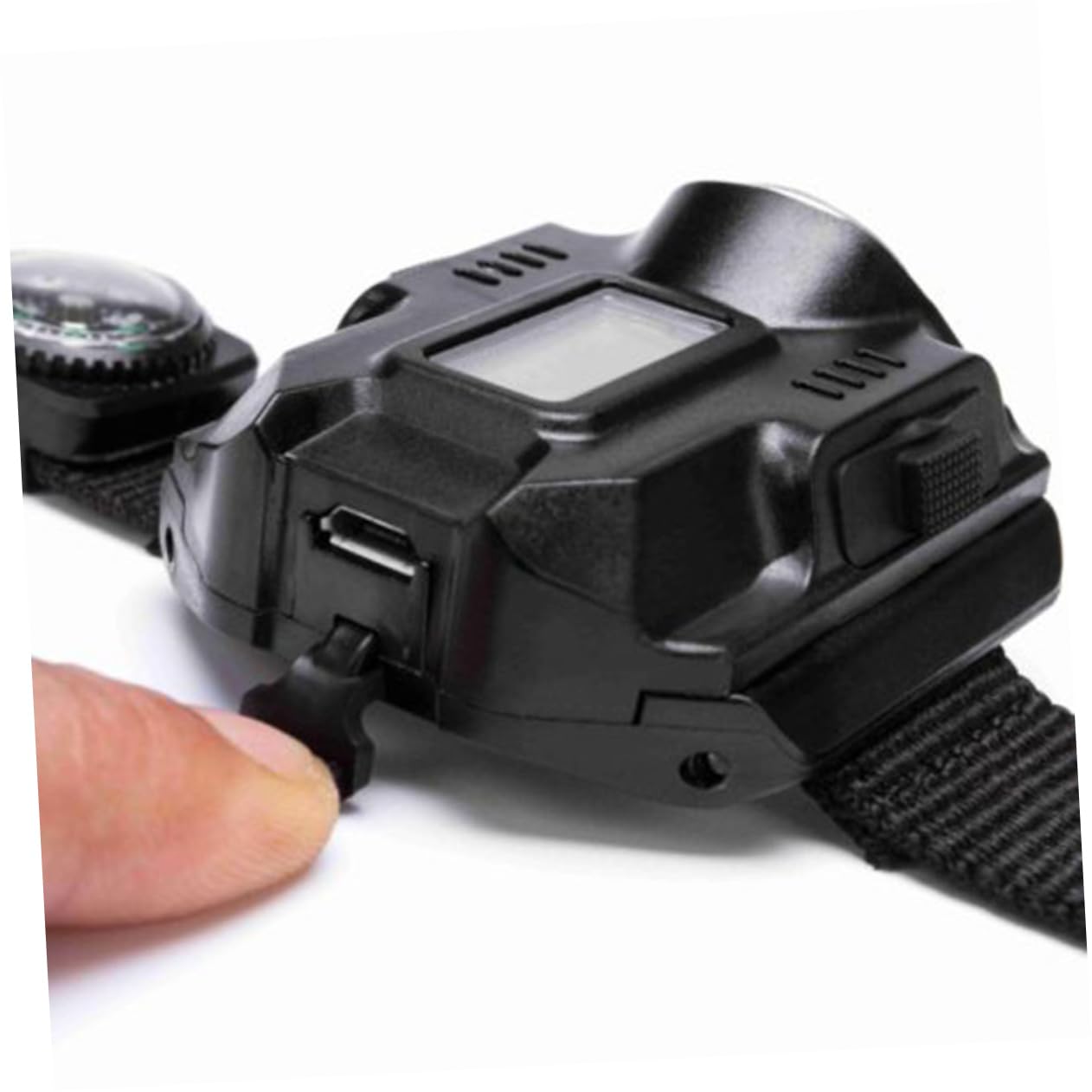 Kisangel 2stücke Outdoors Flashlight Watch Mit Wiederaufladbarer -ionen-batterie Verstellbares Nylonarmband Für Camping Und Nachteinsätze Schwarz