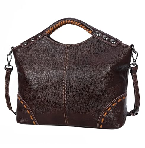 HESHE Leather Satchel Bags for Women Designer Crossbody Bag Tote Purses with Compartments Women’s Top Handle Handbags