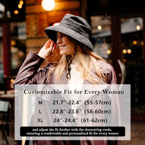 Sombrero impermeable de lluvia para mujer con ala ancha miniatura 6