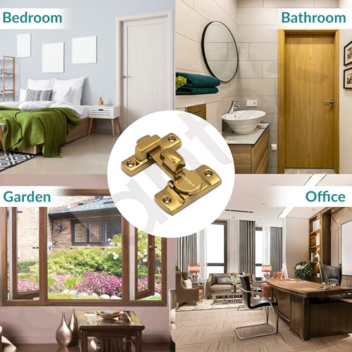 Image of Plantex 180 Degree Door Latch /Flip Latch Lock for Door /Chitkani /Lock Latch for Main Door /Baby Latch for Bathroom /Bedroom /Balcony /Door Stopper - Pack of 3 (Gold)