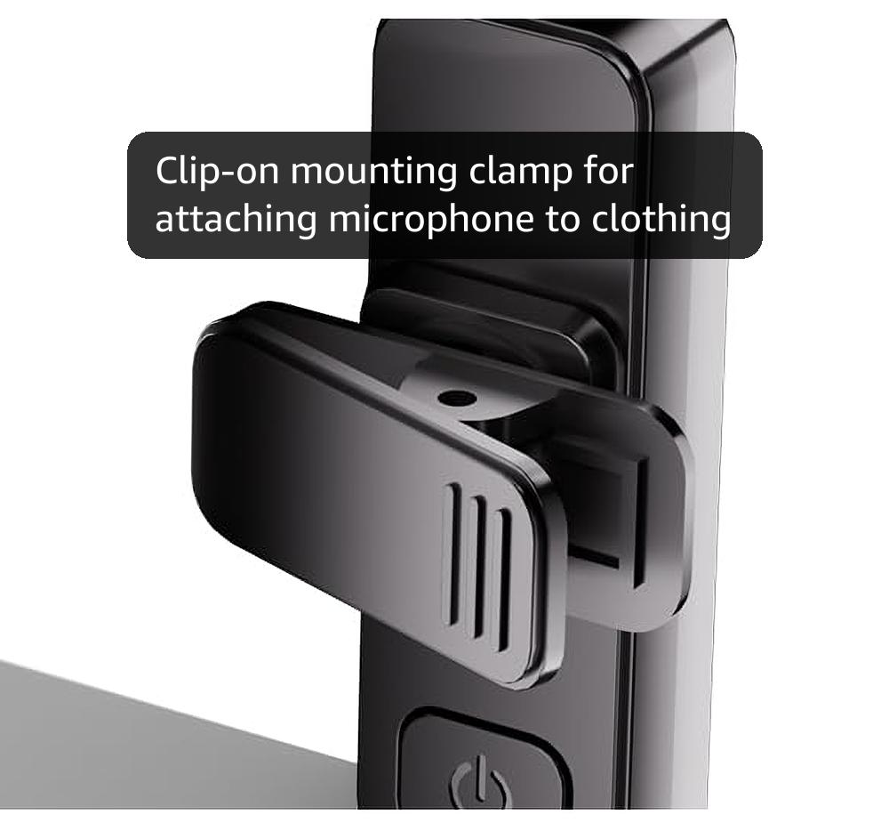 2 Pack Wireless Mini Lavalier Lapel Microphone for iPhone,Android Phone(2 in 1) - 65ft Cordless Clip on Dual Mics with Noise Reduction 6H Working Time for Video Recording Vlogging, YouTube,(Black)