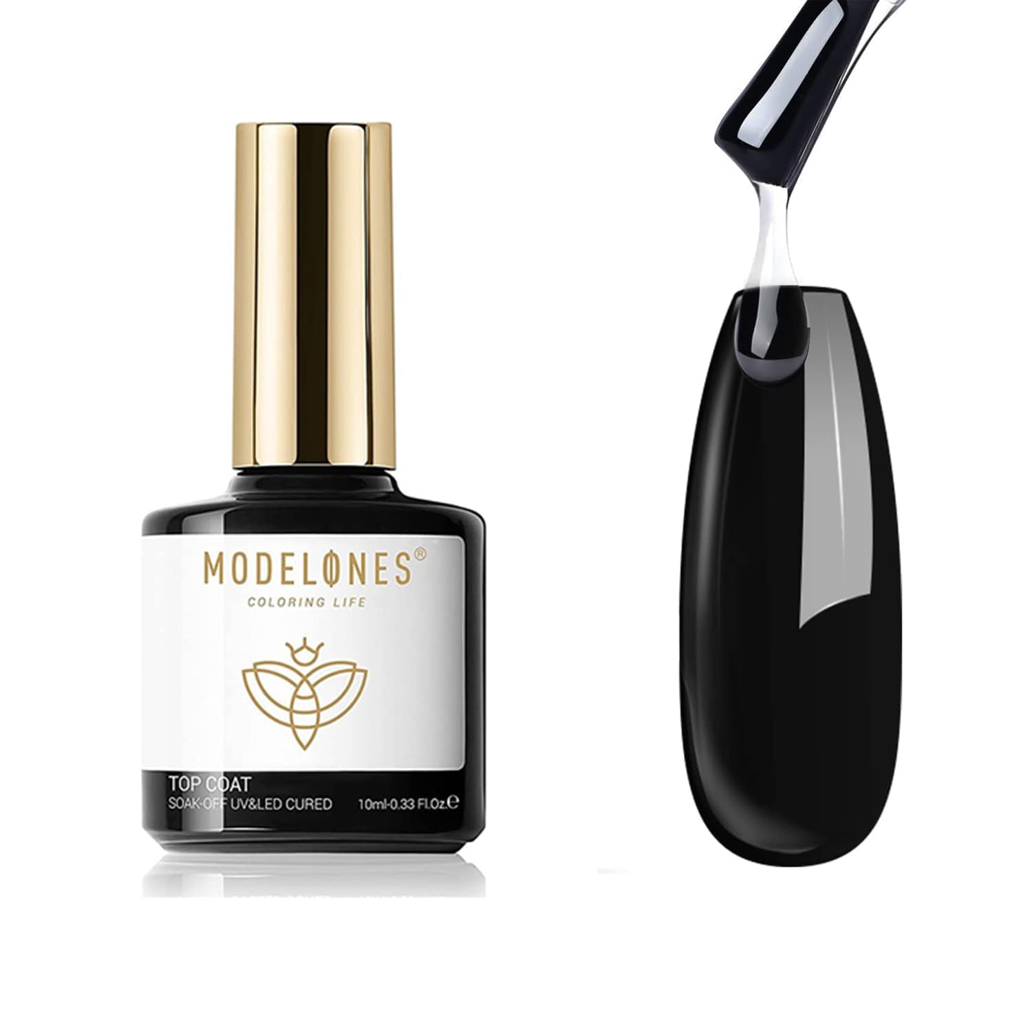 Gel Top Coat- 10ML No Wipe Top Coat Gel Nail Polish High Gloss Shine Finish Long Lasting Home Manicure with Gift Box