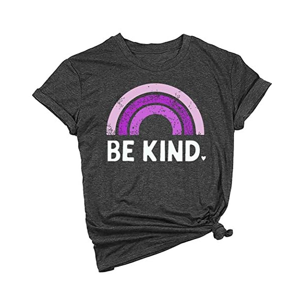 IRISGOD-Womens-Be-Kind-Tank-Tops-Casual-Short-Sleeve-Rainbow-Inspirational-Graphic-Tees-Tops IRISGOD Womens Graphic Tees Casual Summer Short Sleeve Vintage T Shirts Tops