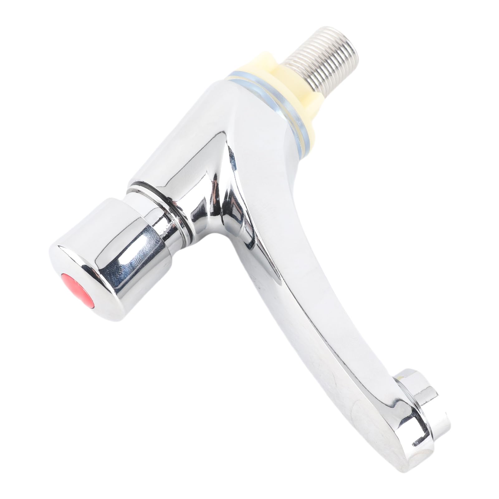 ,Grifo con Botón Pulsador,Robinet Lave Main Eau Froide,Grifo de Cierre Automático Cocina Pública Baño Cromado Cierre Automático Ahorro de Agua Retardo Lavabo Grifo Grifo Rosca