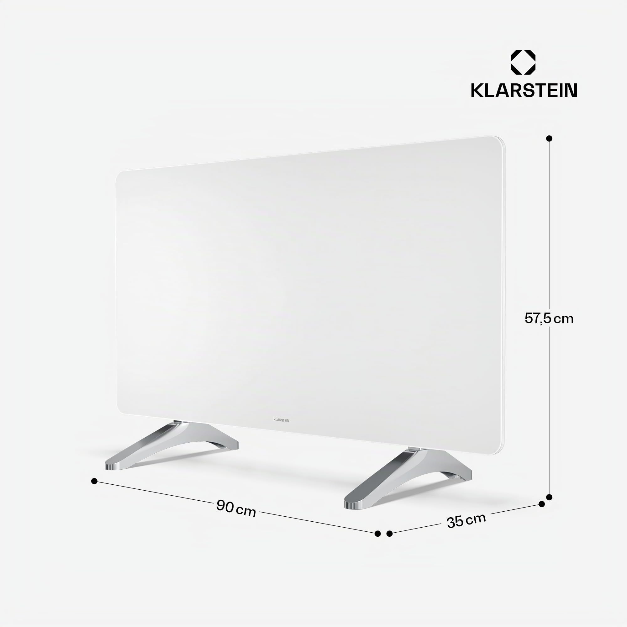 Klarstein Infrarotheizung 480W – Wandmontage & Standgerät, Thermostat, App-Steuerung, IP43, Glas-Design, Überhitzungsschutz, für Bad & Wohnzimmer, elektrische Wandheizung, Weiß