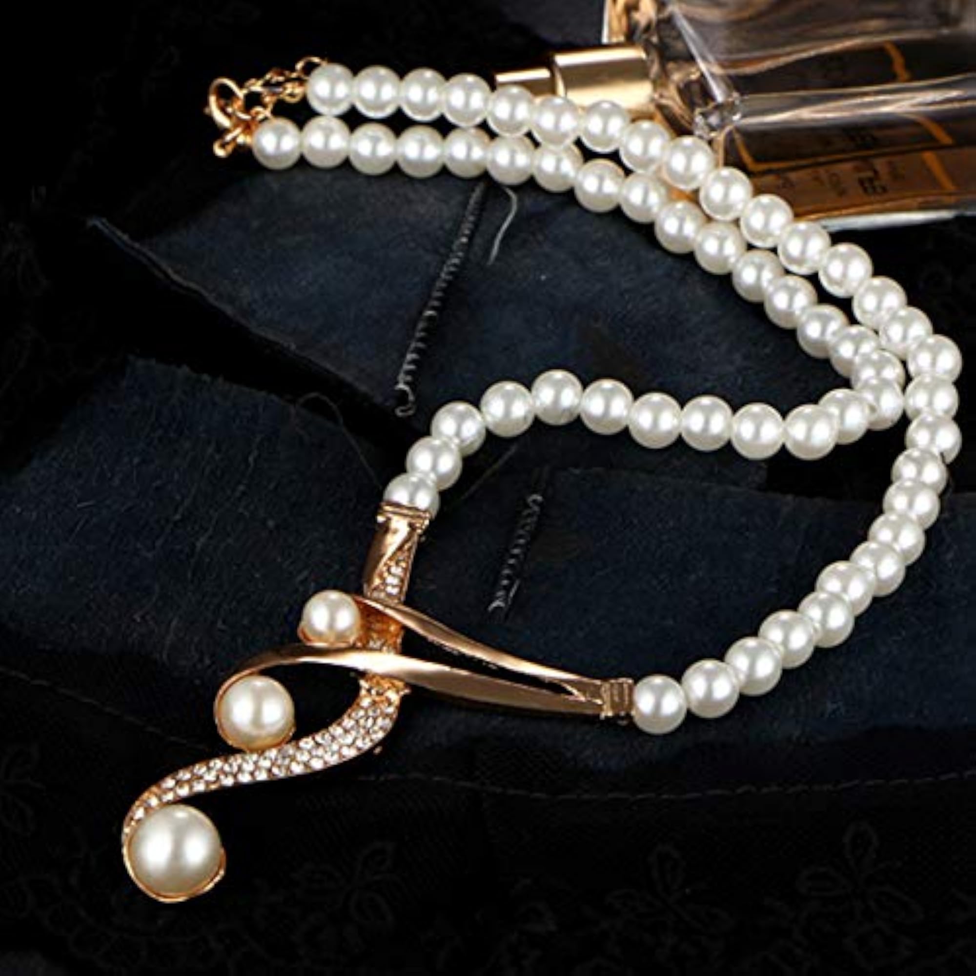 AD & Pearl Plated Necklace Set CT-NCK-44093