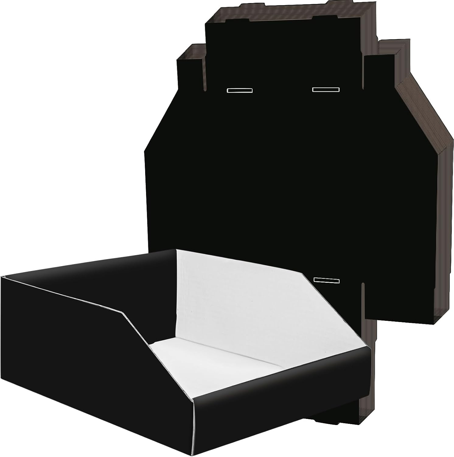 35 Pack Heavy-Duty Cardboard Storage Bins with Label, 12x4x4.5 in Parts Bins-Reinforced Multi Layer Construction, Laminated Wipeable Exterior, Quick Assembly for Home, Garage, Warehouse Organization