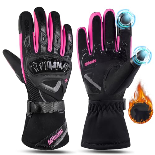 mjmoto Guantes de motocicleta para mujer, impermeables, a prueba de viento, guantes de moto para mujer, guantes de motocicleta para montar, pantalla táctil, guantes de moto para motocross, invierno